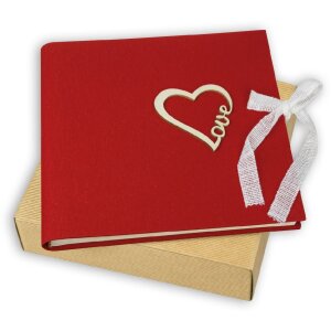 ZEP Album photo Symphony 7 Tissu Rouge Love Coeur 23x23cm 28 pages avec boîte cadeau