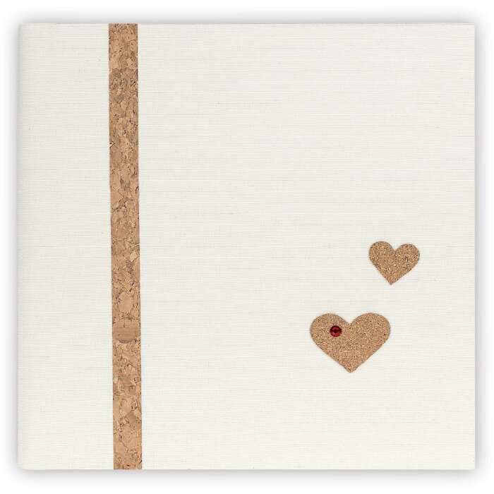 ZEP Album photo Symphony 8 couverture tissu coeurs liège blanc crème 23x23 cm