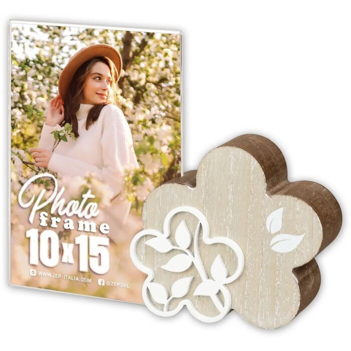 ZEP acrylique et cadre photo en bois Flora 10x15 cm
