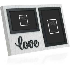 ZEP cadre double Elvas pour 10x15 et 13x18 cm en bois blanc noir