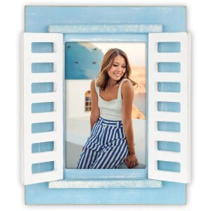 Cadre photo en bois ZEP Procida bleu 10x15 cm avec volets