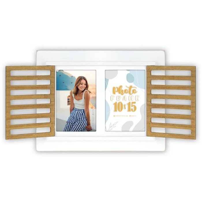 Cadre photo en bois ZEP Ravello pour 2 photos 10x15 cm Blanc Naturel
