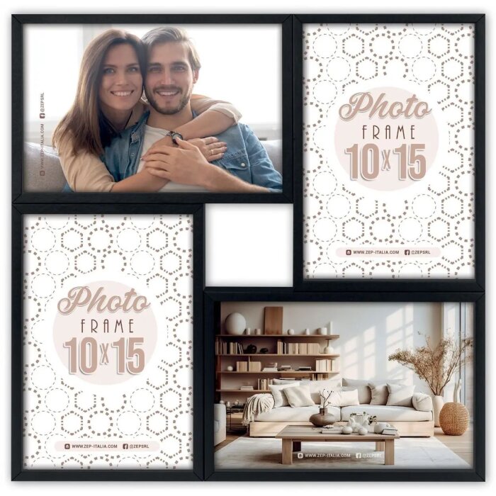 ZEP MDF cadre Bari noir pour 4 photos 10x15 cm