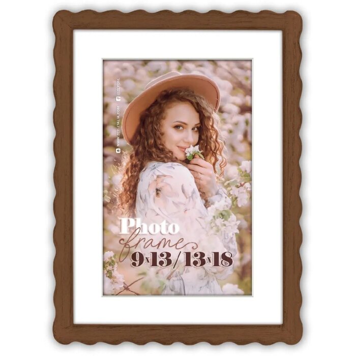 ZEP cadre photo en bois Lione brun 18x24 cm avec passe-partout 13x18 cm