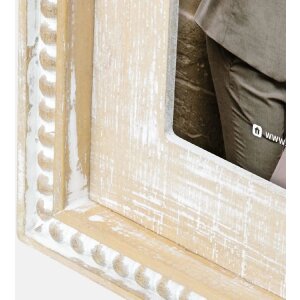 ZEP bois cadre double Selene pour 2 photos 13x18 cm vintage coeur déco nature blanc