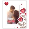 Cadre photo en bois ZEP Giselle 13x18 cm blanc cœur fleurs