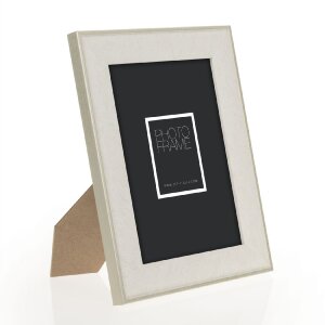 Cadre photo ZEP Colmar blanc 10x15 cm imitation bois avec présentoir