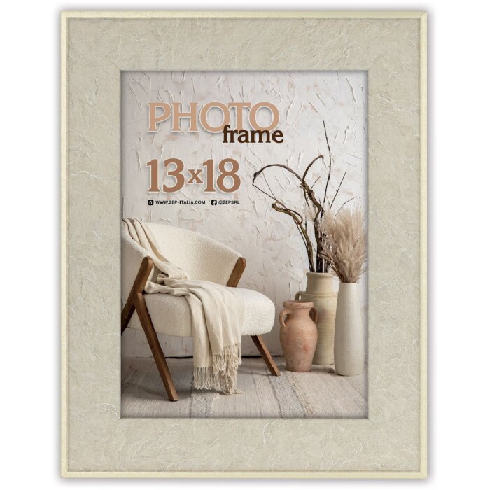 ZEP Colmar Cadre photo Gris 13x18 cm imitation bois verre véritable