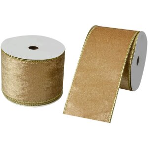 Clayre & Eef LI0128GO Ruban beige-or 6,3 cm x 5 m