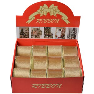 Clayre & Eef LI0128GO Ruban beige-or 6,3 cm x 5 m