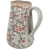 Clayre & Eef Pot de décoration Céramique Gris Rose Fleurs 21x15x23 cm style rustique