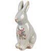 Clayre & Eef Lapin déco Céramique Gris Rose 16x12x27 cm style campagnard