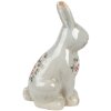 Clayre & Eef Lapin déco Céramique Gris Rose 16x12x27 cm style campagnard