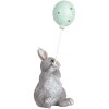 Clayre & Eef Lapin déco avec ballon Gris 7x6x18 cm Décoration de Pâques style campagnard