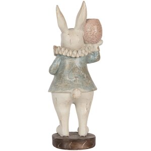 Clayre & Eef Lapin décoratif style campagnard Beige Bleu 11x10x28 cm Polyrésine