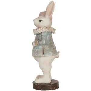 Clayre & Eef Lapin décoratif style campagnard Beige Bleu 11x10x28 cm Polyrésine