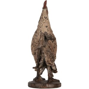 Clayre & Eef 6PR5481 Coq décoratif Beige Marron 26x13x33 cm Polyrésine
