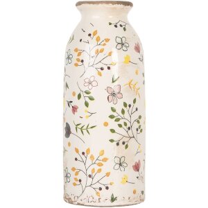Clayre & Eef Vase en céramique Ø 8x20 cm Beige Rose Vintage