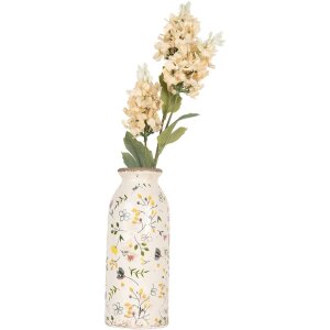 Clayre & Eef Vase en céramique Ø 8x20 cm Beige Rose Vintage