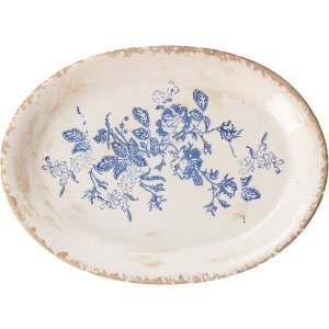 Clayre & Eef 6CE2020 Décoration Assiette beige-bleu 25x18x3 cm