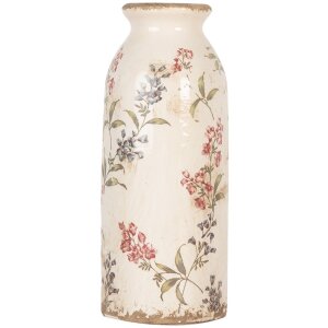 Clayre & Eef Vase Ø 8x20 cm Beige Vintage style antique avec motif floral