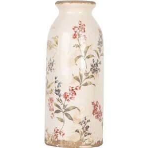 Clayre & Eef Vase Ø 8x20 cm Beige Vintage style antique avec motif floral