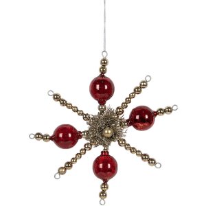 Clayre & Eef 65992 Pendentif de Noël rouge argent verre 18x3x18 cm style campagnard