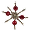 Clayre & Eef 65992 Pendentif de Noël rouge argent verre 18x3x18 cm style campagnard