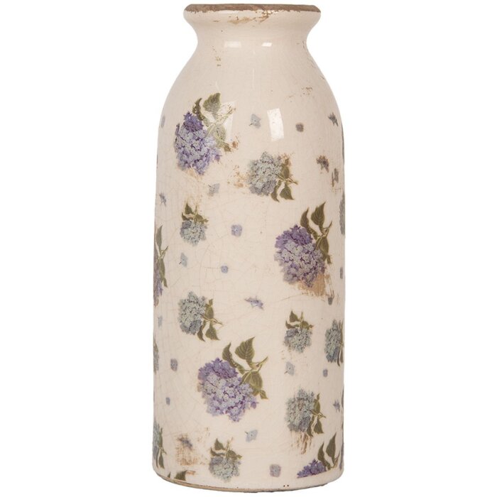Clayre & Eef 6CE2023 Vase Céramique Antique Vase Floral Beige Rose Ø 8x20 cm