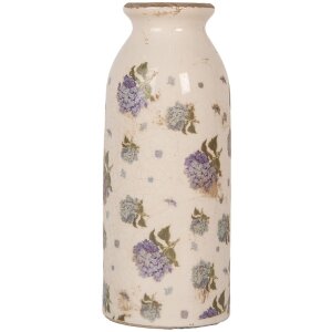 Clayre & Eef 6CE2023 Vase Céramique Antique Vase Floral Beige Rose Ø 8x20 cm
