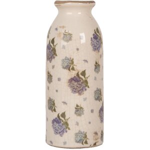 Clayre & Eef 6CE2023 Vase Céramique Antique Vase Floral Beige Rose Ø 8x20 cm