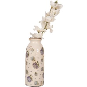 Clayre & Eef 6CE2023 Vase Céramique Antique Vase Floral Beige Rose Ø 8x20 cm