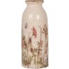 Clayre & Eef 6CE2029 Vase en céramique Beige Rose Vert Ø8xH20cm Design Vintage