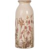 Clayre & Eef 6CE2029 Vase en céramique Beige Rose Vert Ø8xH20cm Design Vintage