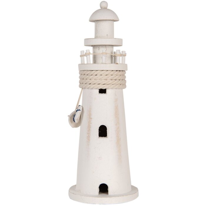 Clayre & Eef 6H2409 Phare décoratif blanc Ø 10x30 cm style campagnard