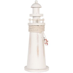 Clayre & Eef 6H2409 Phare décoratif blanc Ø 10x30 cm style campagnard