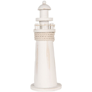 Clayre & Eef 6H2409 Phare décoratif blanc Ø 10x30 cm style campagnard