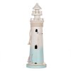 Clayre & Eef Phare Déco Blanc Bleu Ø 13x42 cm MDF Bois Décoration Maritime