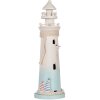 Clayre & Eef Phare Déco Blanc Bleu Ø 13x42 cm MDF Bois Décoration Maritime