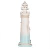 Clayre & Eef Phare Déco Blanc Bleu Ø 13x42 cm MDF Bois Décoration Maritime