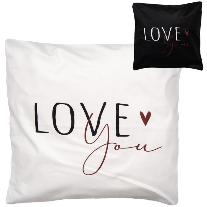 Clayre & Eef BHS24-2 Housse de coussin 45x45 cm Noir-Blanc Design romantique