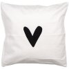 Clayre & Eef BHS24-3 Housse de coussin 45x45 cm Blanc Noir Motif cœur