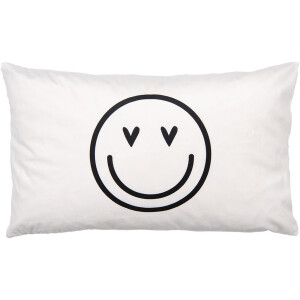 Clayre & Eef BHS36-3 Housse de coussin 30x50 cm noir blanc motif smiley