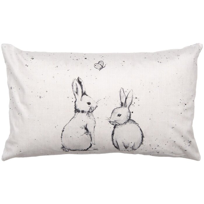 Clayre & Eef Housse de coussin BNS36-1 30x50 cm style campagnard Beige Gris Lapin