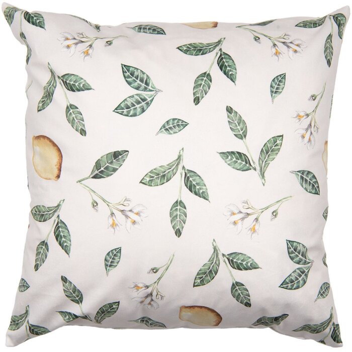 Clayre & Eef LEL22 Housse de coussin 45x45 cm Beige Motif floral style campagnard