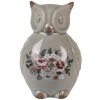 Clayre & Eef Chouette déco Figure en céramique Gris Rose 11x10x17 cm style campagnard