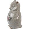 Clayre & Eef Chouette déco Figure en céramique Gris Rose 11x10x17 cm style campagnard
