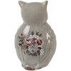 Clayre & Eef Chouette déco Figure en céramique Gris Rose 11x10x17 cm style campagnard