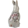 Clayre & Eef Lapin déco Céramique Gris Rose 13x10x21 cm style campagne vintage