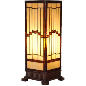 LumiLamp 5LL-6358 Lampe de table Tiffany Beige Marron...